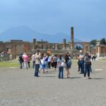 Pompeii's forum with Mt. Vesuvius.